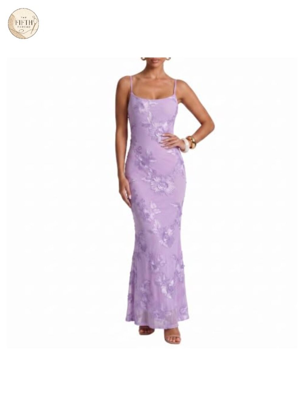 Bodycon Maxi Dress 3D Satin Floral Mesh Applique Square Neck Evening